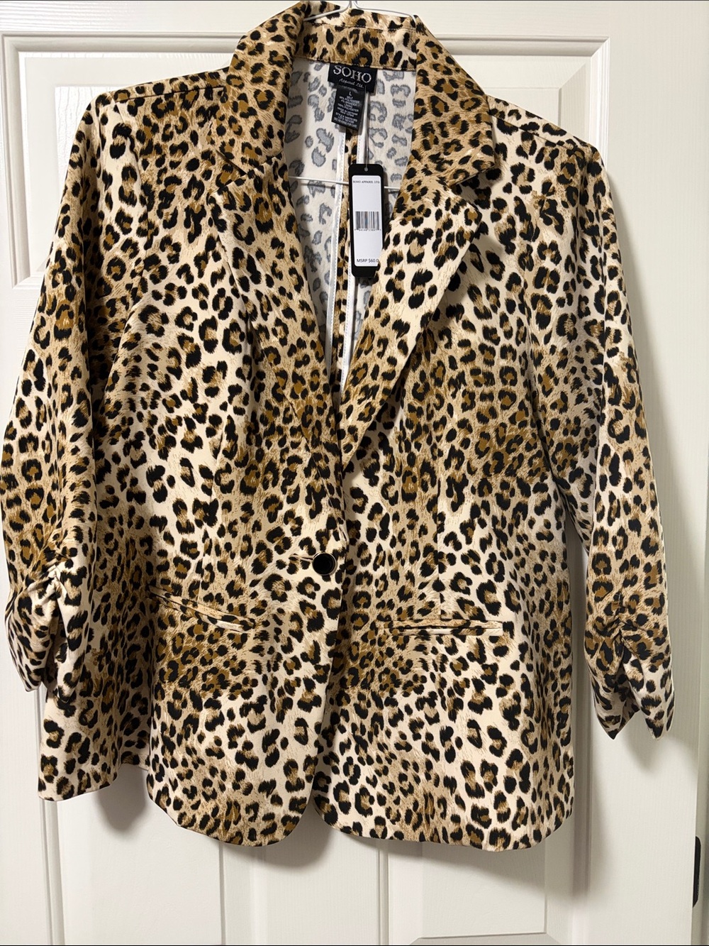 SOHO Leopard Print Blazer in Tan and Black